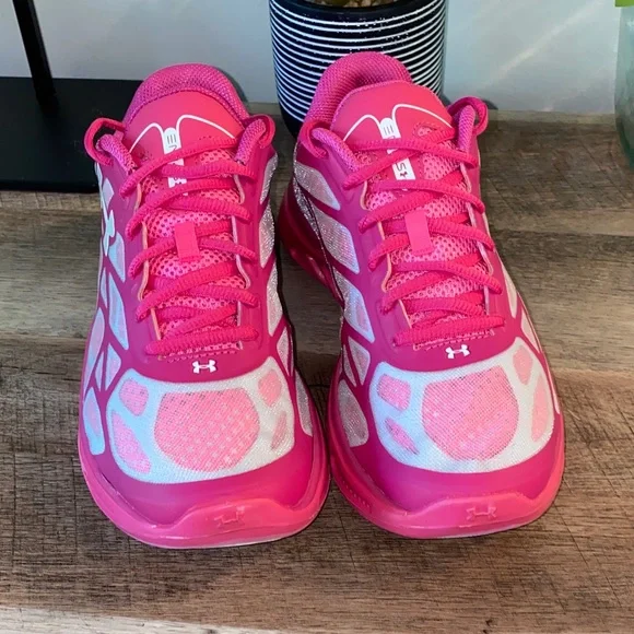 Under Armour Spine Youth Pink & White Running Sneakers Size 6.5Y / Women’s 7.5/8 - Picture 5 of 15